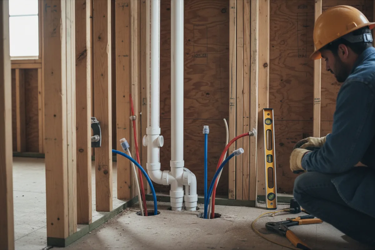 Drain and supply rough-in during Sump Pump Repair in Arivaca